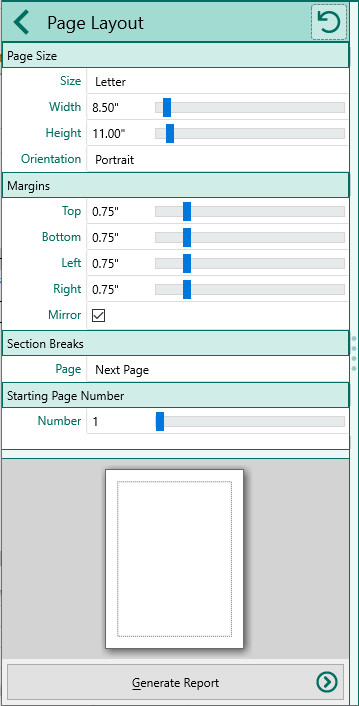 Report Page Layout