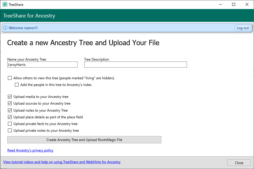 Create Ancestry Tree