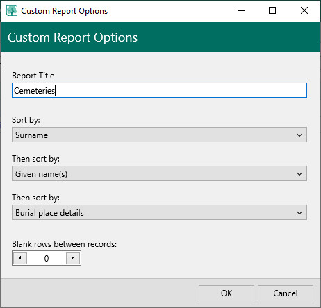 Customer Report Options
